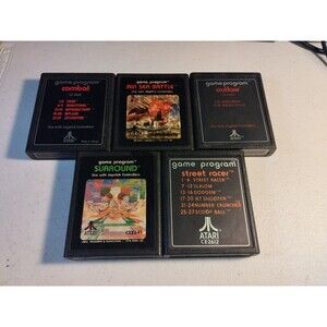 Atari 2600 Lot Of 5 Games - Tested & Work - Street Racer, Outlaw, Air Sea Battle